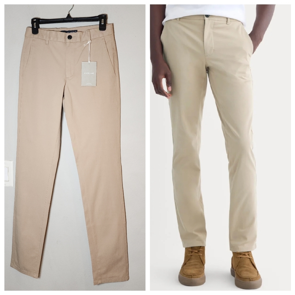 NWT 28×34 Everlane Performance Chinos Uniform Khaki Beige Men's Size 28 Slim